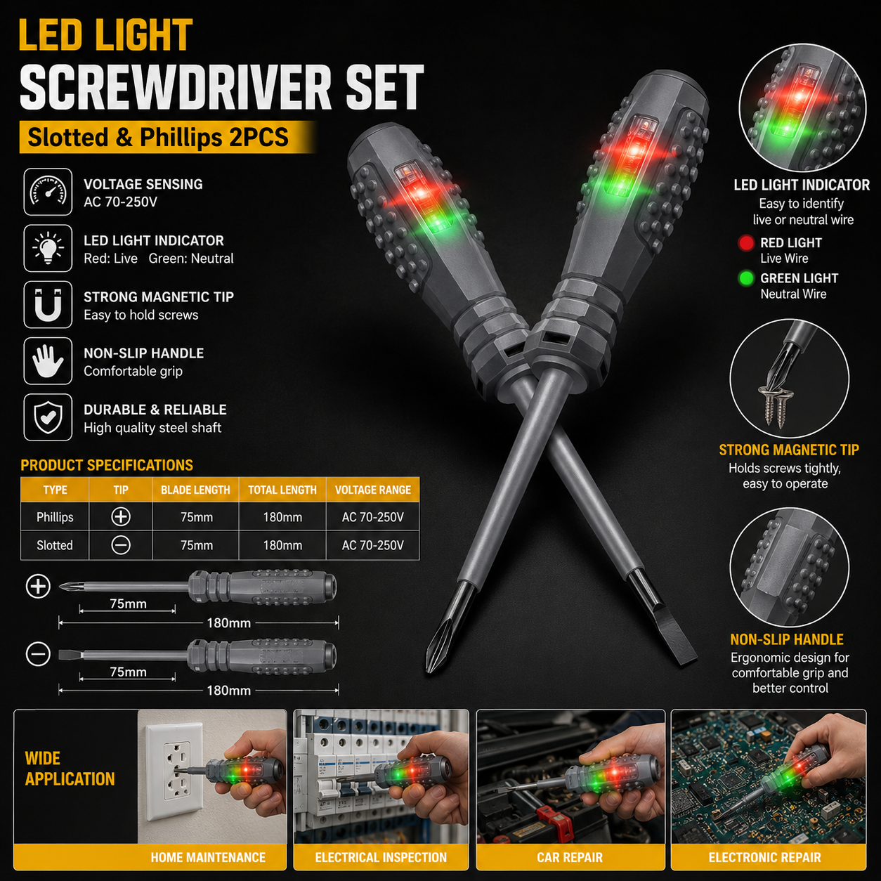 Power Tools Green Color - قلم اختبار الجهد الكهربائي بدون تلامس