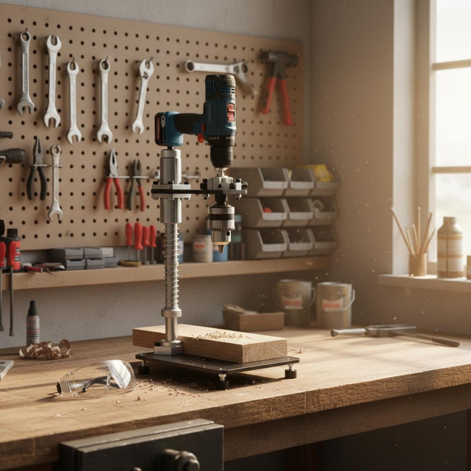 Power Tools Guide - حامل مثقاب يدوي ثابت مع دليل