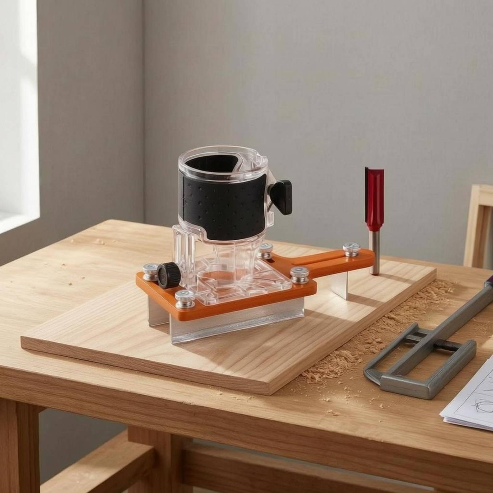 حامل توجيه التفريز بجسم شفاف،  - مراجعة Power Tools Guide وسعره